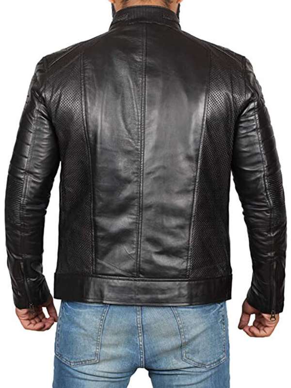 Black Cafe Racer Real Leather Motorcycle Jacket