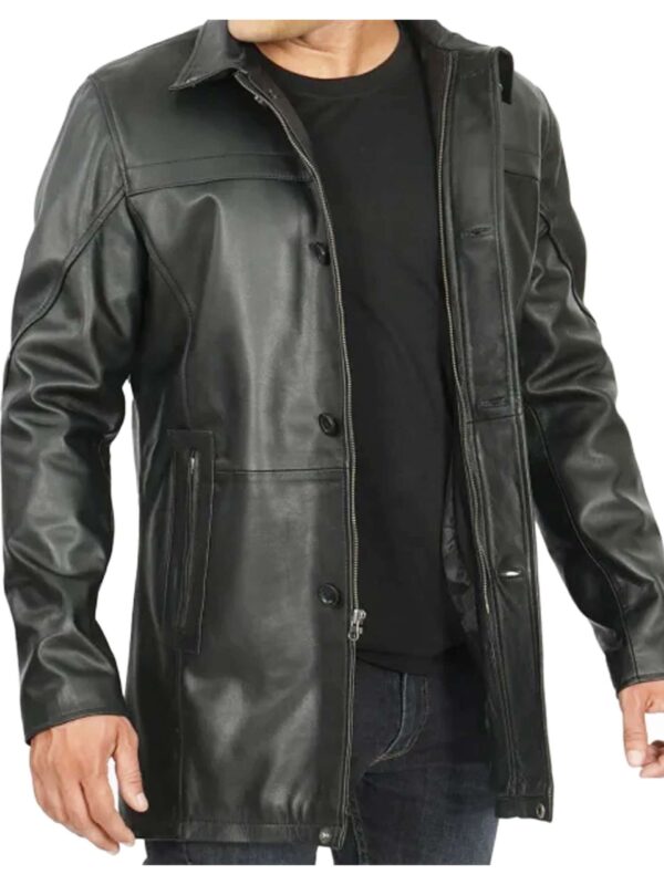 Black Real Lambskin Leather Car Coat