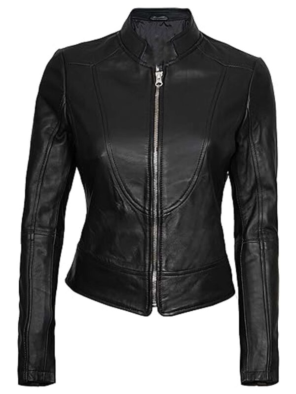 Black Slim Fit Cafe Racer Leather Jacket