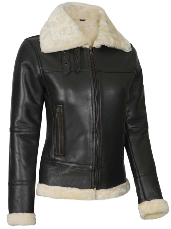 Brown Shearling Bomber Leather Jacket1