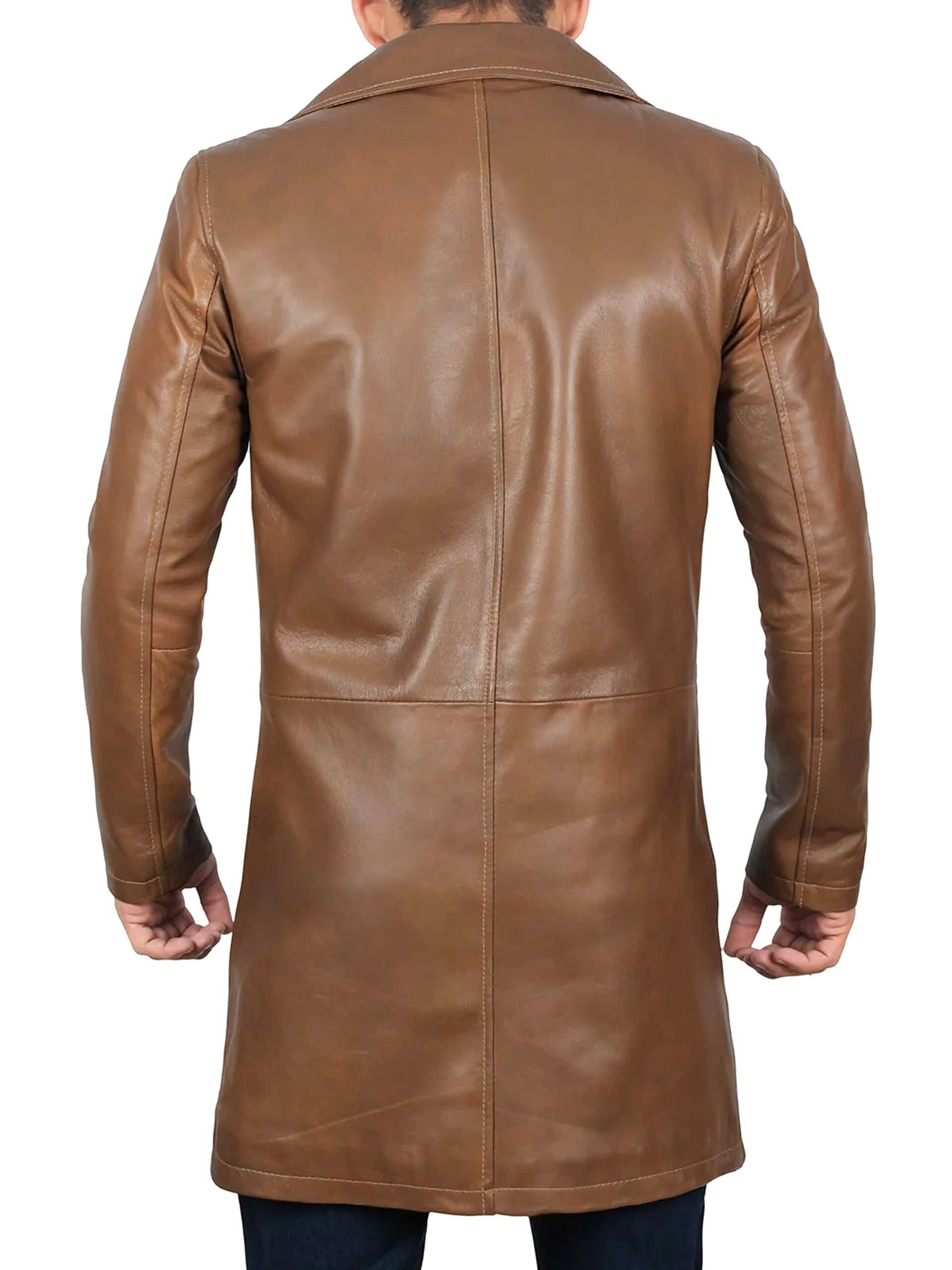 Jackson Brown Leather Car Coat For Men