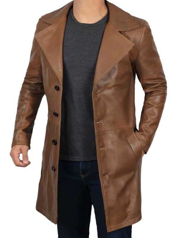 Jackson Brown Leather Car Coat