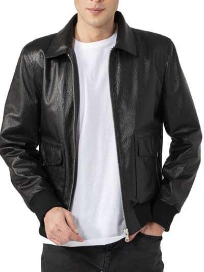 Men’s Black Bomber Leather Jacket