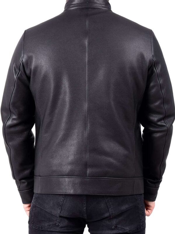 Mens-Black-Leather-Cafe-Racer-Riker-Jacket