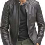 Men’s Slim Fit Black Leather Biker Jacket