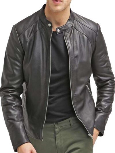 Men’s Slim Fit Real Leather Black Biker Jacket