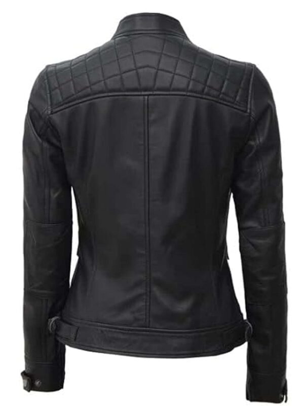 Quilted Motorcycle Biker Leather Jacket1