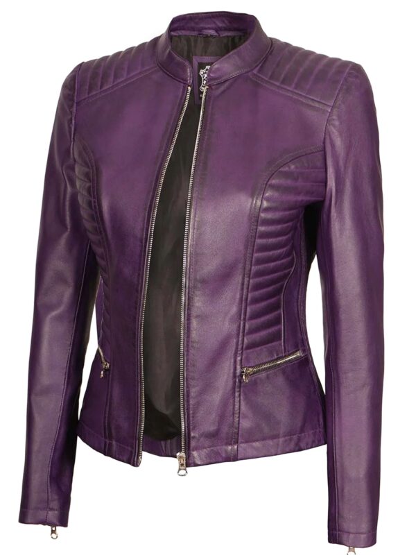 Rachel Purple Biker Leather Jacket