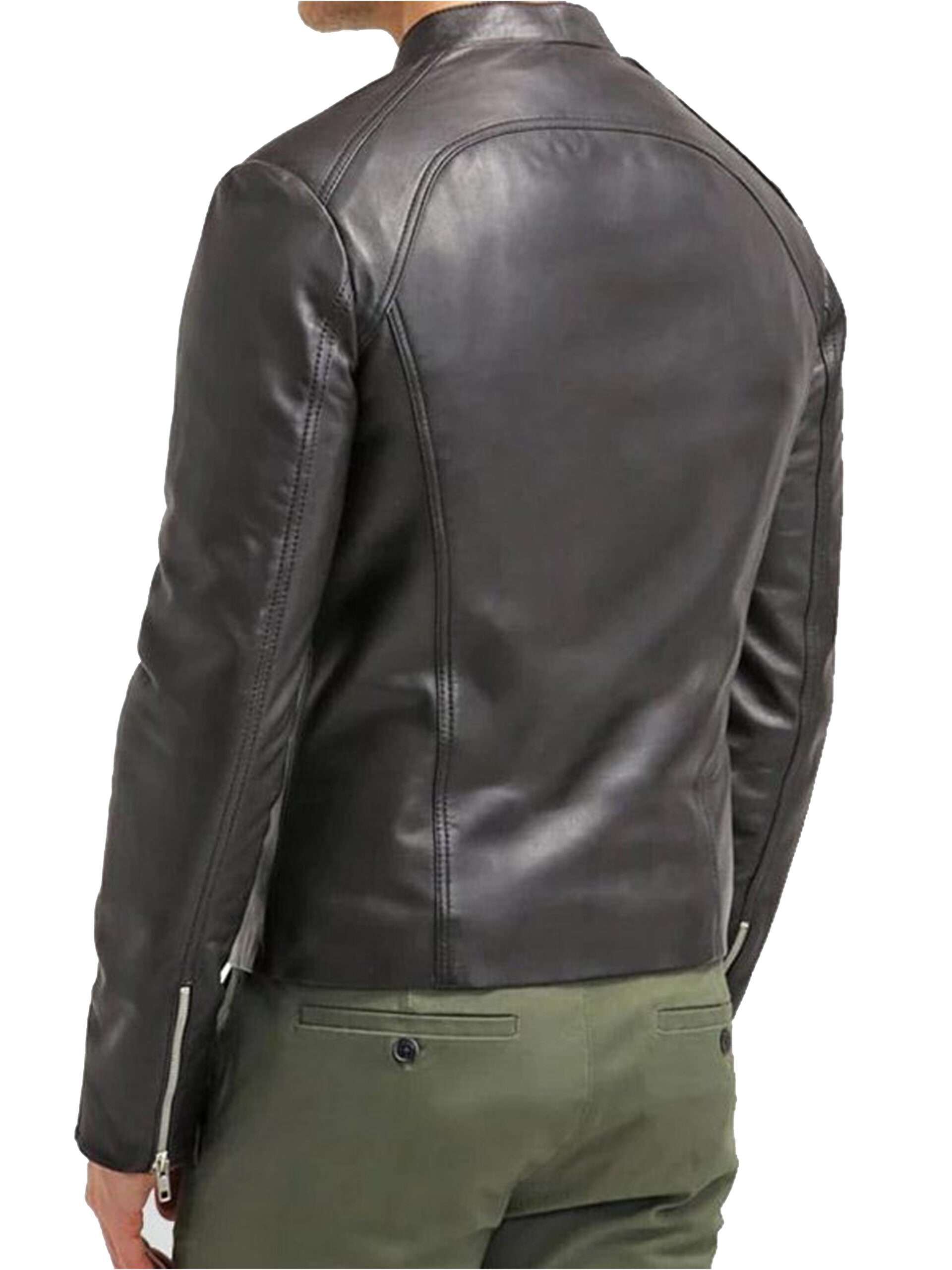 Slim Fit Real Leather Black Biker Jacket