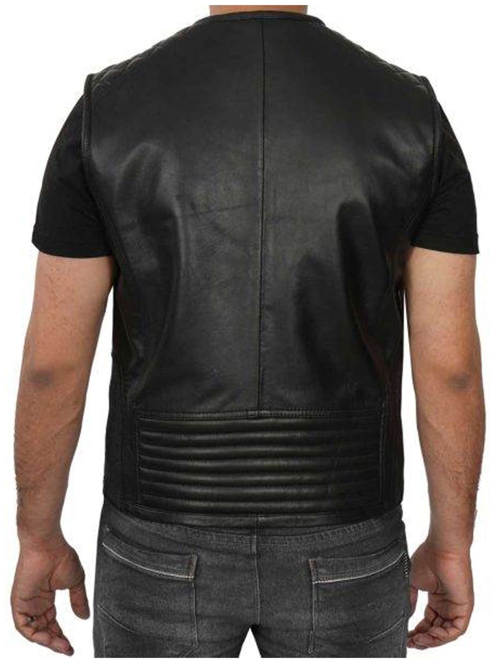Winston Black Quilted Leather Biker Vest