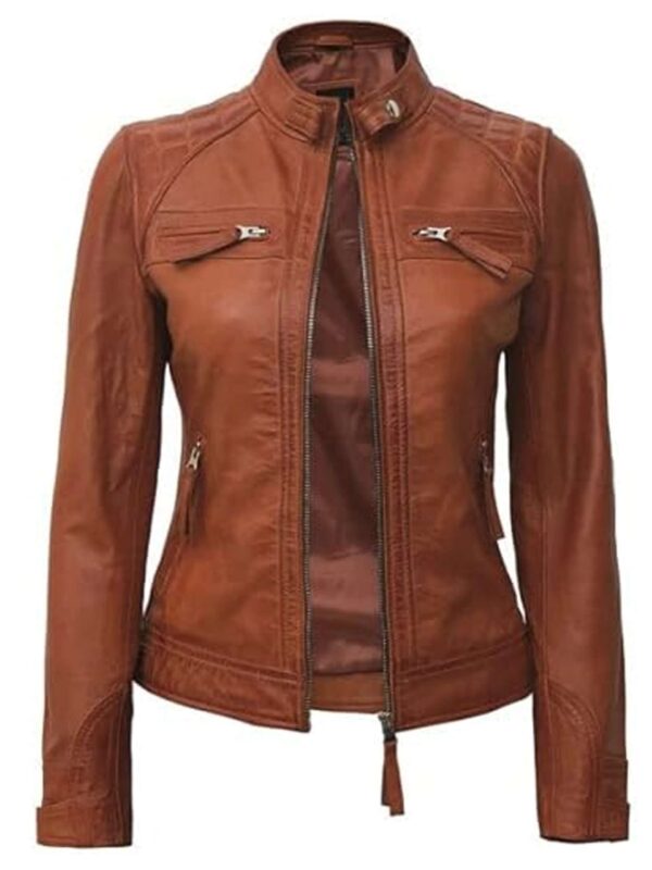 Women Motorcycle Biker Leather Jacket