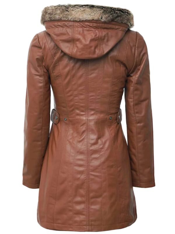 Women's Brown Leather Long Coat