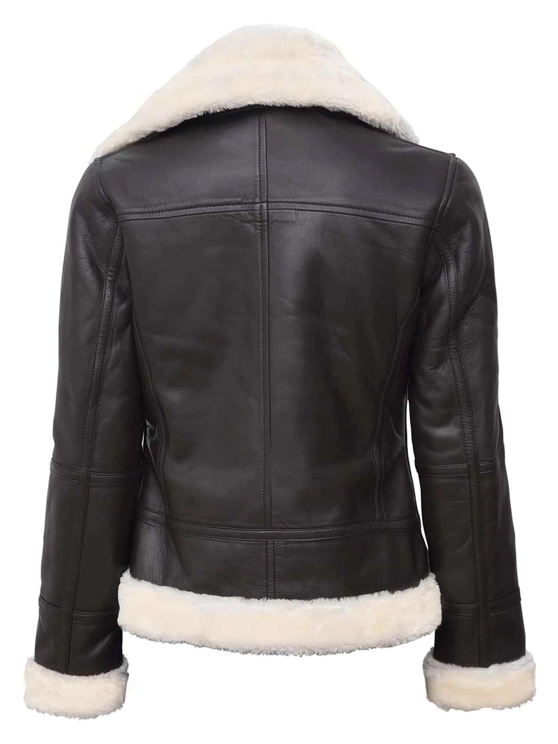 Womens Brown Shearling Bomber Leather Jacket