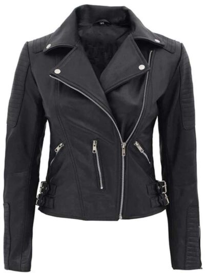 Women's Real Leather Black Motorcycle Biker Jacket