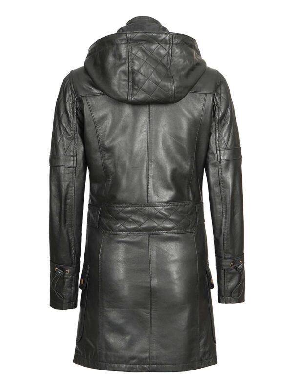 Hooded Black Leather Coat