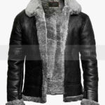 Mens B3 Pilot Shearling Black Bomber Leather Jacket