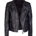 Men's Diamond Quilted Slim Fit Black Biker Leather Jacket