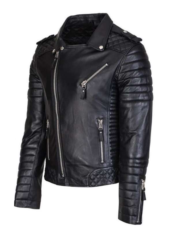 Men's Slim Fit Black Biker Leather Jacket