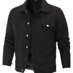 Men's Trucker Wheeler Black Cotton Jacket