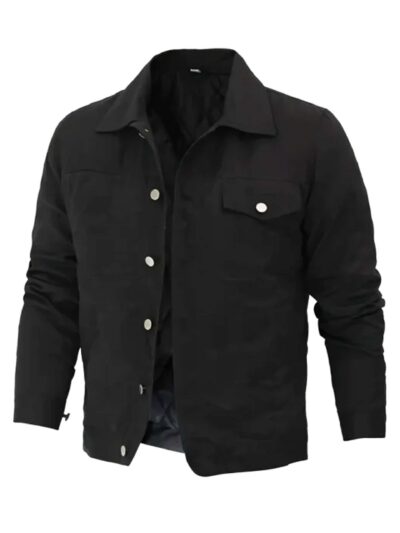 Men's Trucker Wheeler Black Cotton Jacket