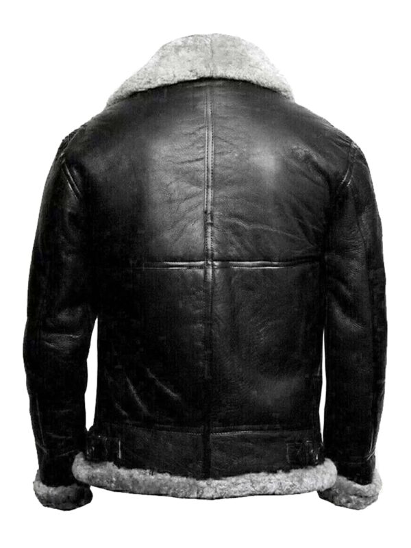 Military B3 Pilot Black Shearling Aviator Bomber Leather Jacket1