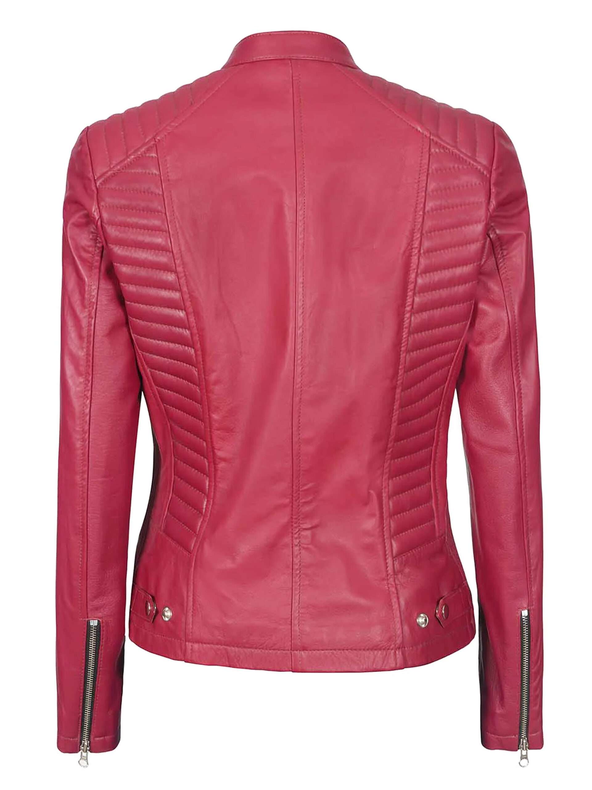 Pink Cafe Racer Leather Jacket