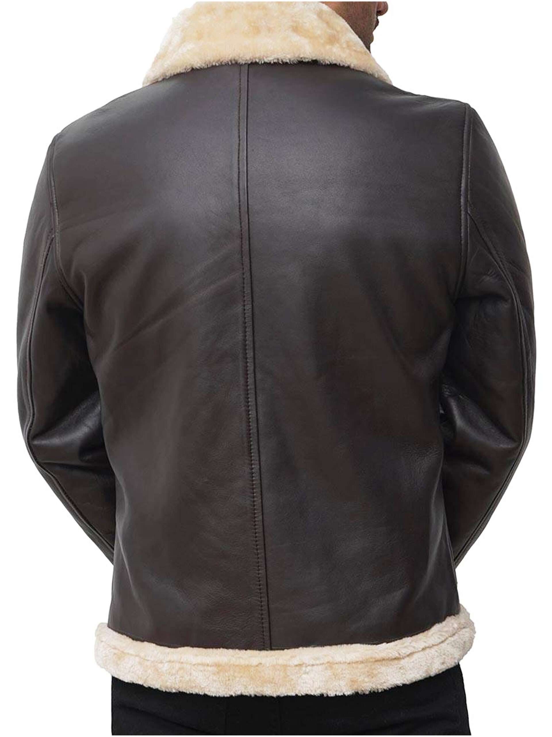Shearling Dark Brown Real Leather Bomber Jacket