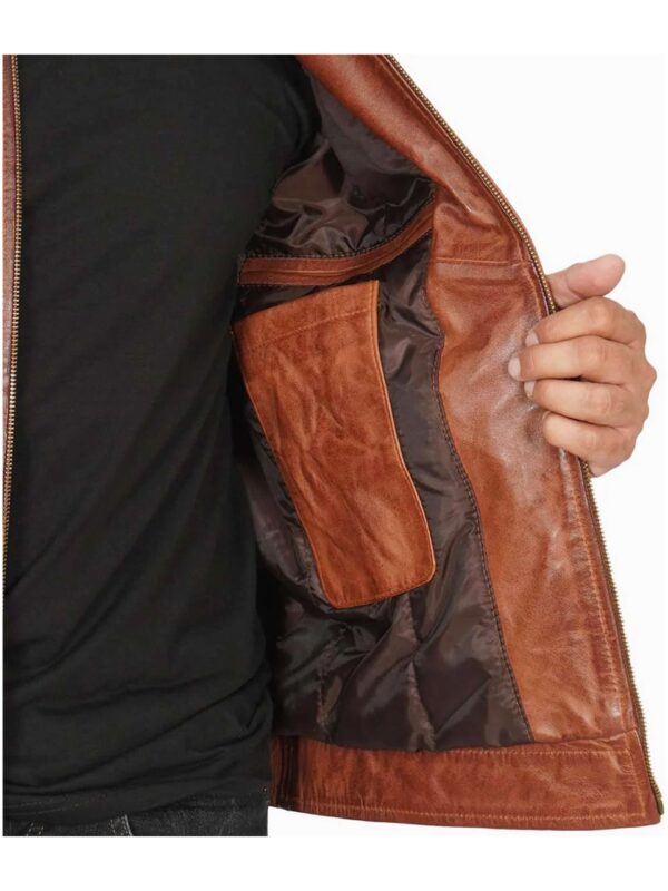 Shirt Collar Style Vintage Brown Leather Jacket