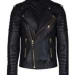 Unisex Black Slim Fit Biker Leather Jacket
