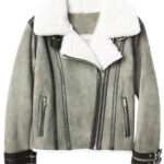 Women’s Grey Shearling Leather Jacket