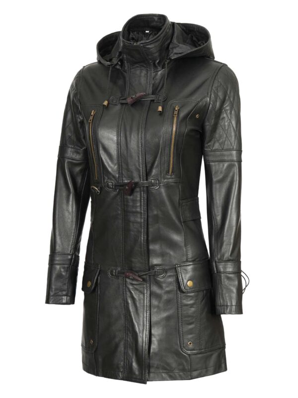 Women’s Quilted Black Leather Coat