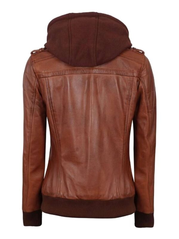 Cognac Hooded Leather Jacket