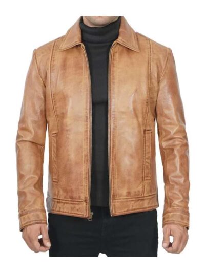 Men's Light Brown Vintage Leather Jacket