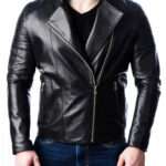 Men's Black Quilted Motorcycle Leather Jacket