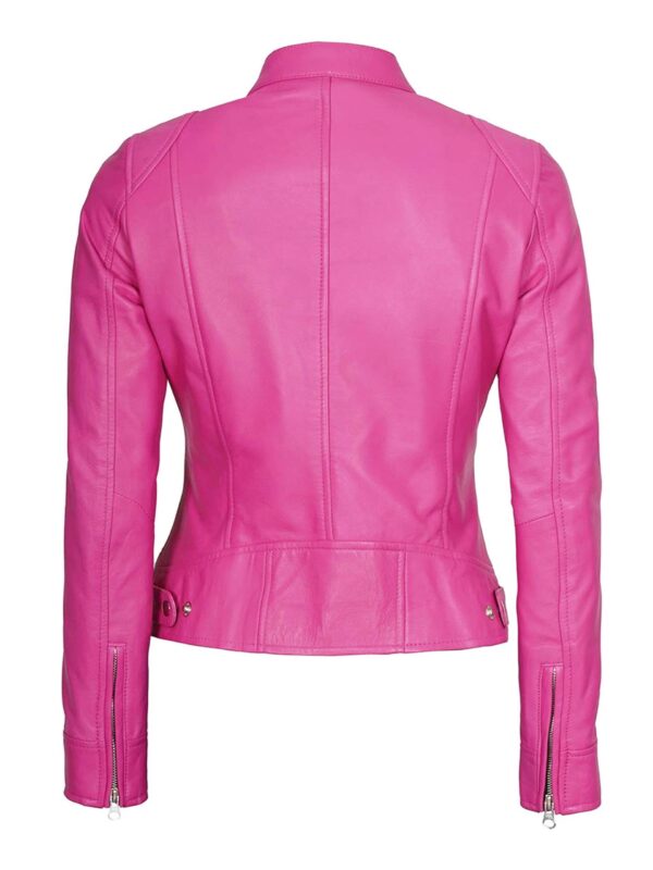 Pink Biker Leather Jacket