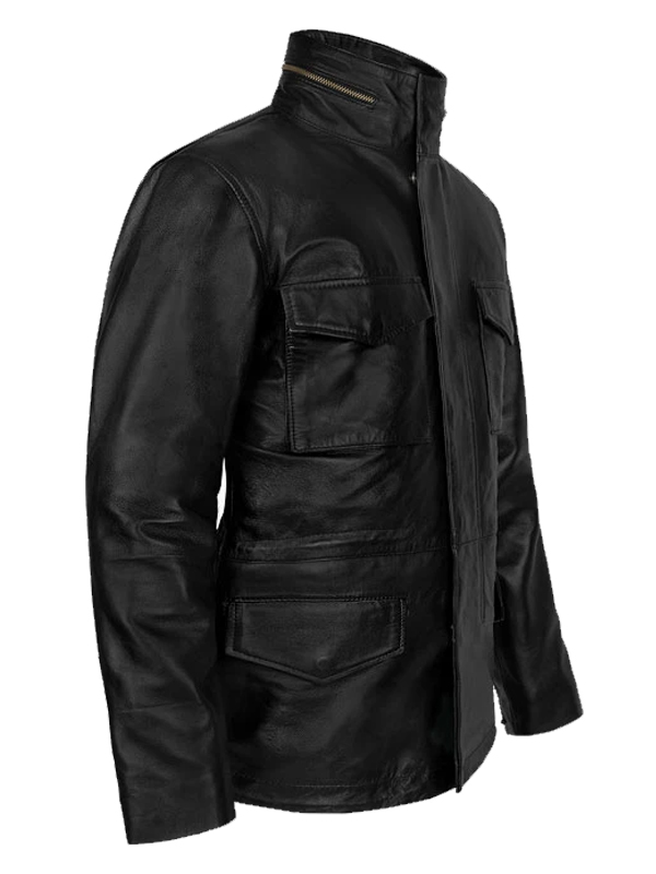 Black Military M65 Field Leather jacket