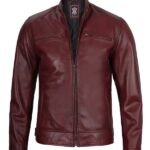 Men's Maroon Motorcycle Leather Jacket