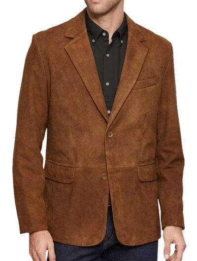 Men's Brown Suede Leather Blazer