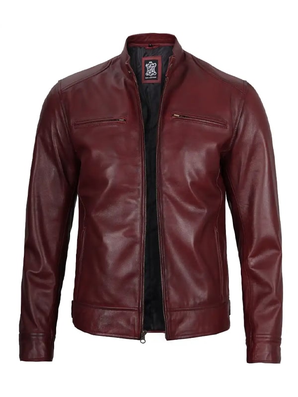 Men's Maroon Motorcycle Leather Jacket