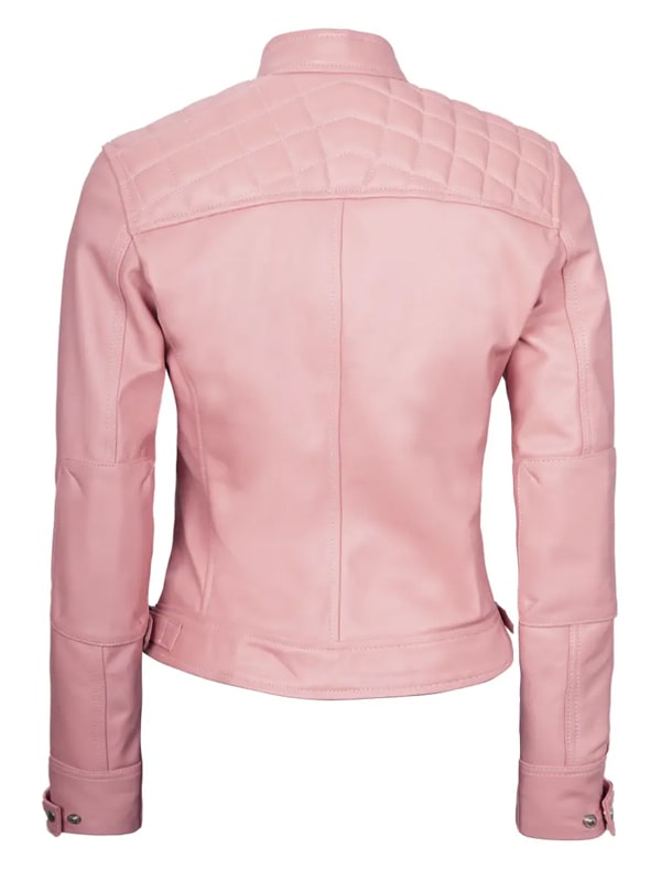 Pink Biker Leather Jacket For Women