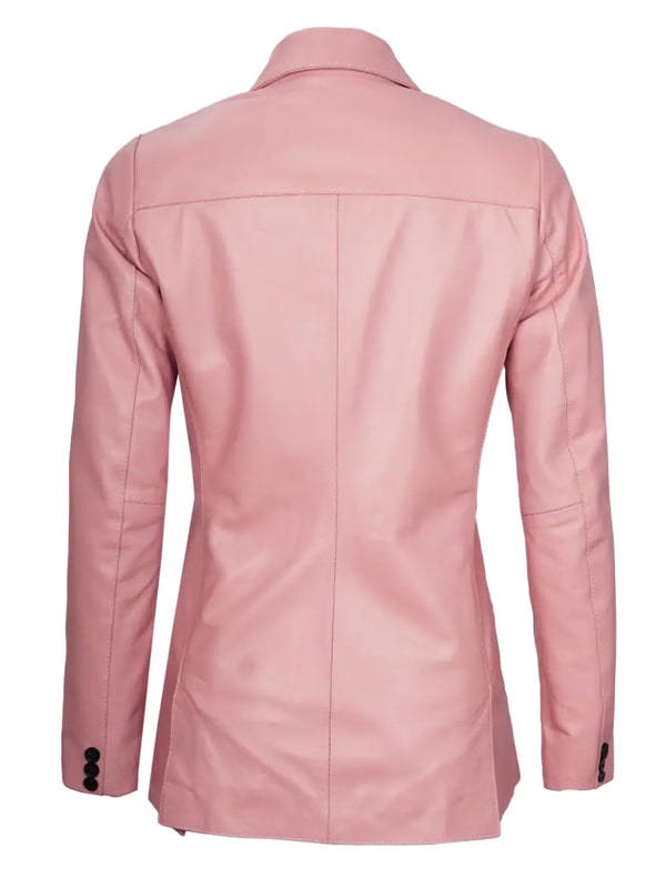 Pink Real Leather Blazer For Women