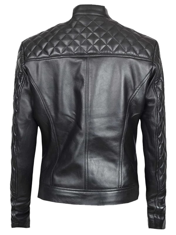 Quilted Black Real Leather Jacket For Womens