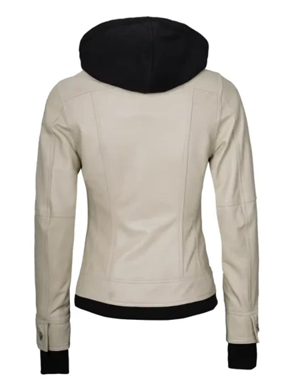 Women's Beige Fitted Leather Bomber Jacket