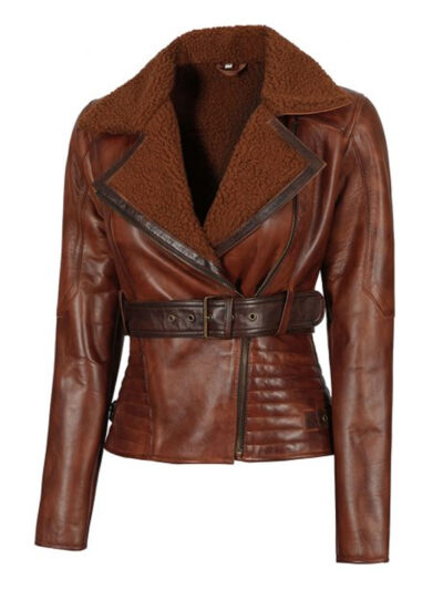 Women's Brown Sherpa Leather Jacket