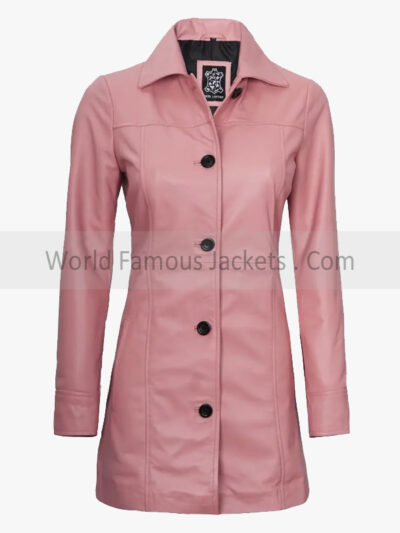 Women's Pink Leather Coat
