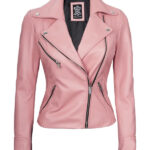 Women's Pink Moto Leather Jacket