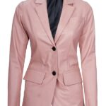 Women's Pink Real Leather Blazer
