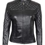 Women's Quilted Black Real Leather Jacket