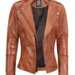 Women’s Tan Motorcycle Leather Jacket