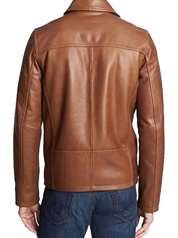 Casual Brown Leather Jacket For Mens